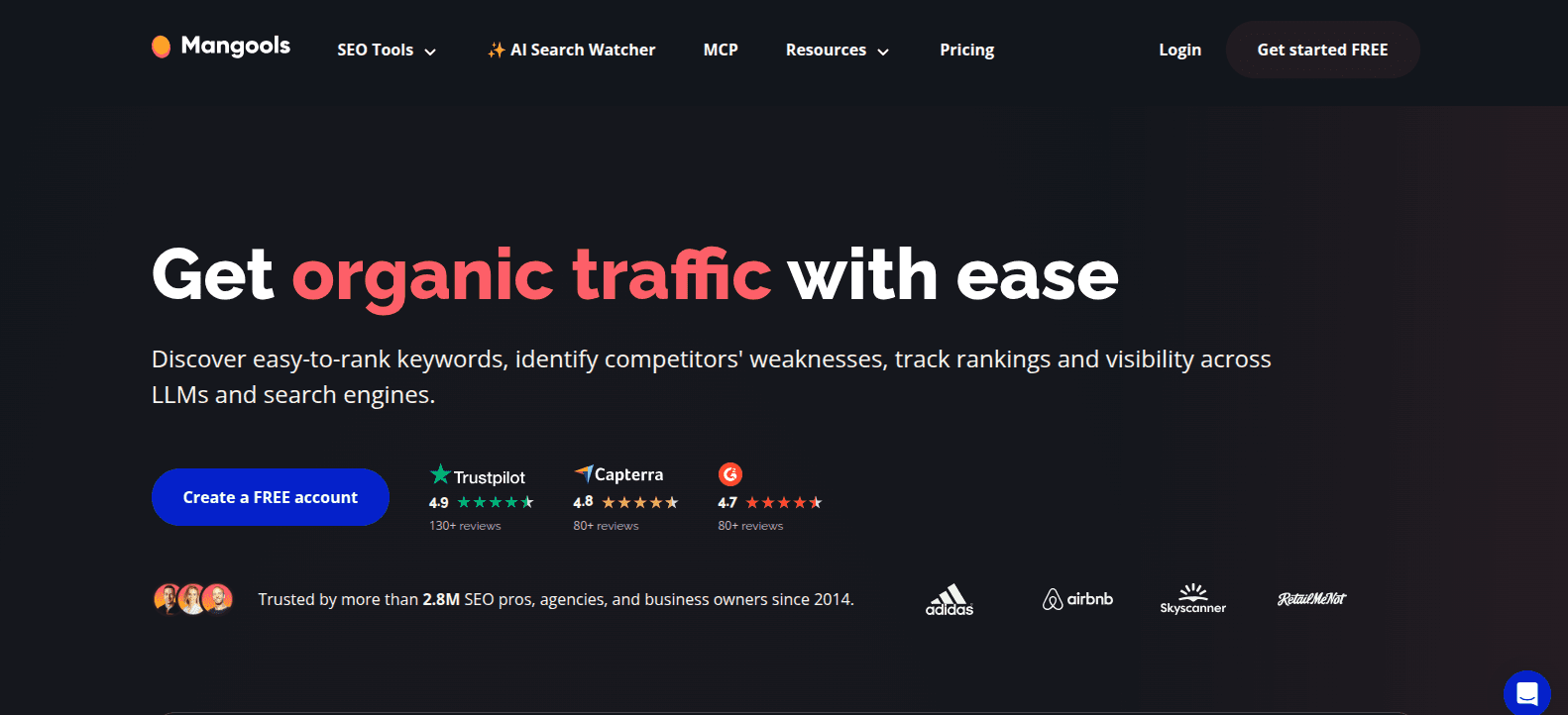 Mangools KWFinder keyword research results screen