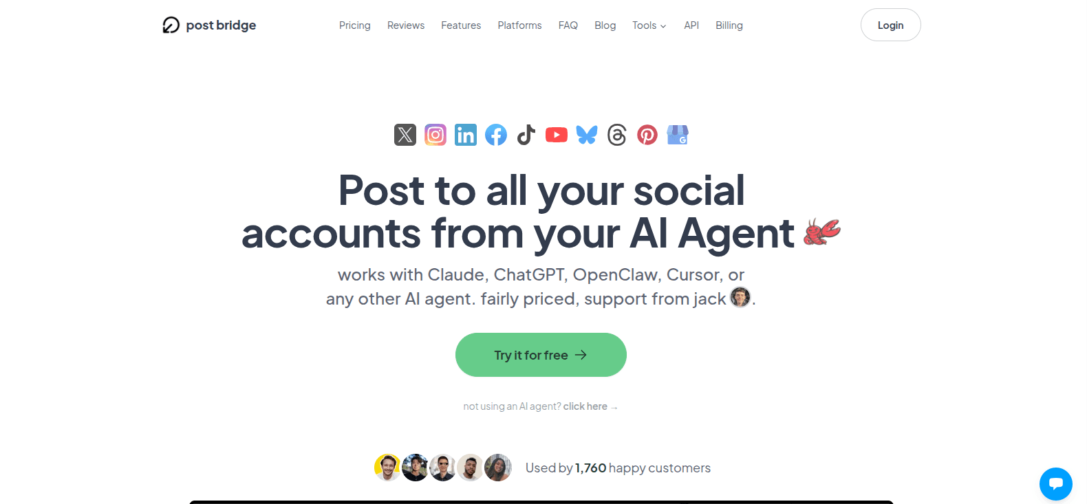 PostBridge API dashboard showing social media publishing integration