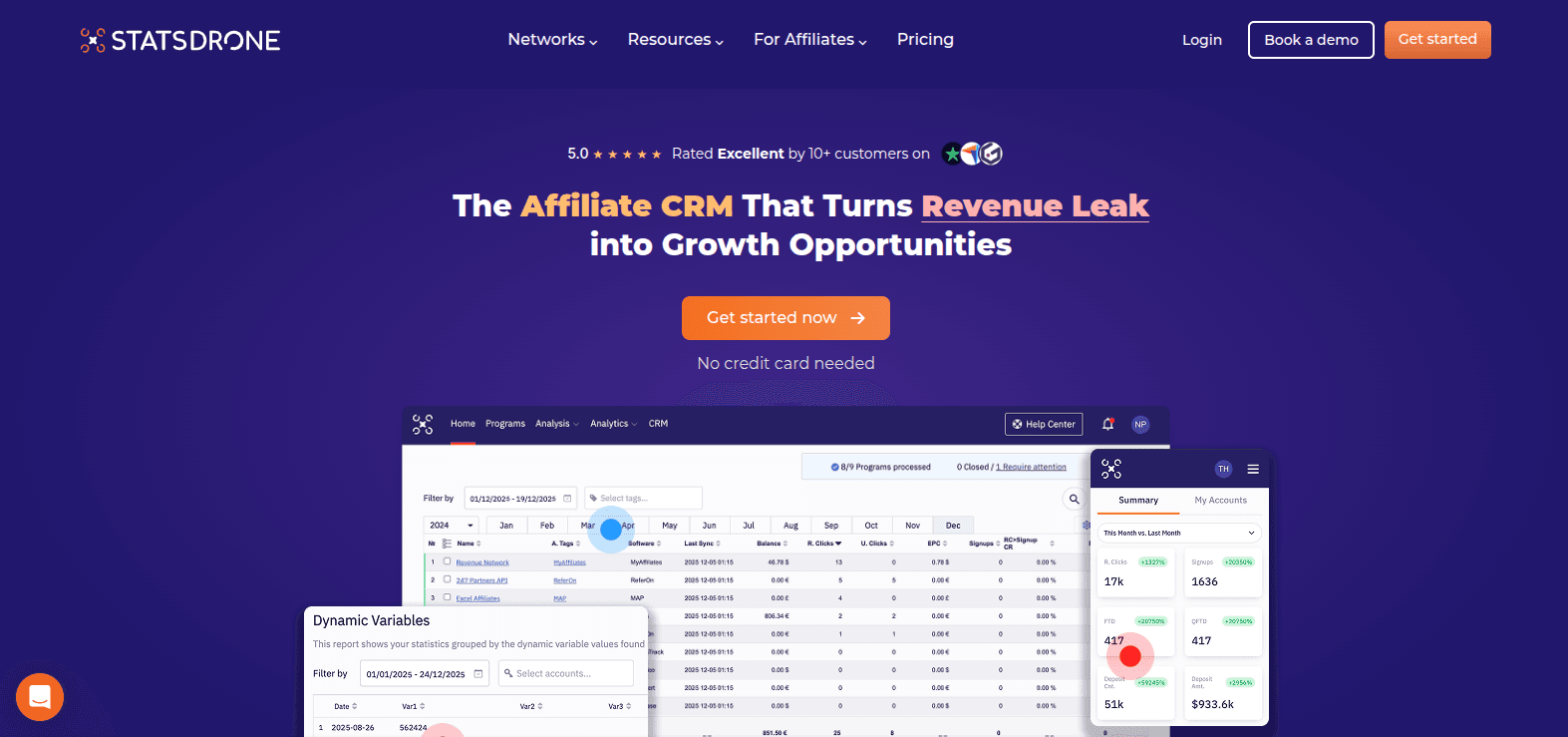 StatsDrone consolidated affiliate stats and commission reports dashboard